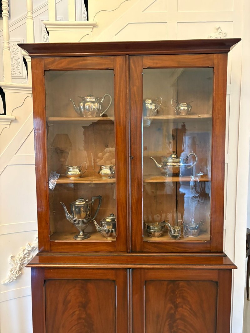 Antique Victorian Quality Figured Mahogany Bookcase - Image 6